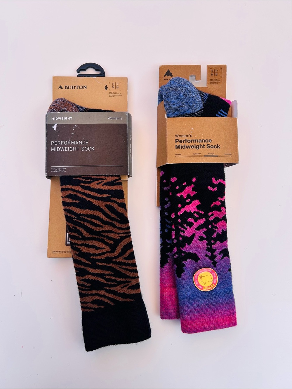 Burton Women’s Performance Midweight Snowboard Socks Bundle Merino Wool S/M NWT